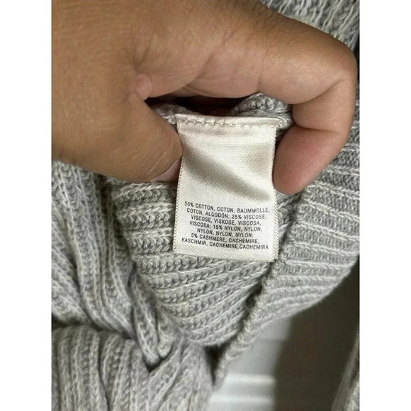 MOTH ANTHROPOLOGIE Tie Front Turtleneck Cashmere Cotton Blend Gray Sweater Small - Picture 6 of 8